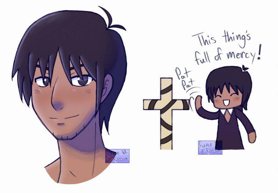Wolfwood from Trigun (1998 version) fan art (drawn in January 2026)